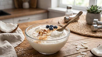 Budino proteico al cocco, con dolcificante