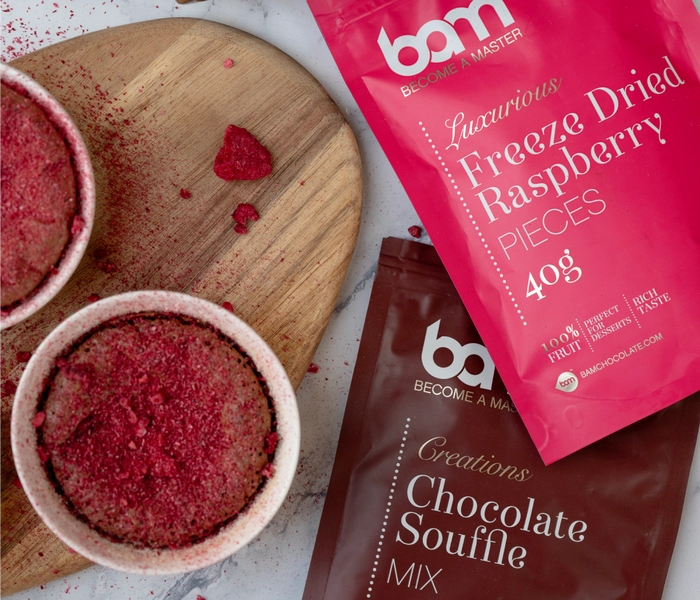 soufflé di lamponi e cioccolato